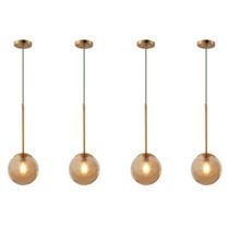 Kit 4 Lustre pendente jabuticaba globo cor cobre/ambar INL88