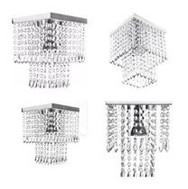Kit 4 Lustres De Cristal De Acrílico Com 40Cm De Altura, Base De Inox Espelhado 20x20cm