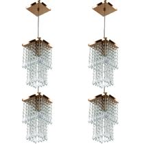 Kit 4 Lustres Pendente De Cristal Acrilico Spark Cobre