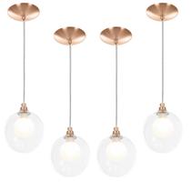 Kit 4 Lustres Pendentes Harmony Bolinha New Cobre Kit 4 Lustres Pendentes Harmony Bolinha New Cobre