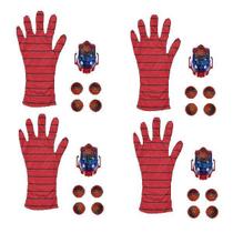 Kit 4 Luva Brinquedo Lança Disco Com Som E Luz Homem Aranha