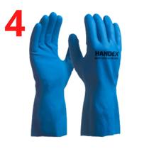 Kit 4 luva hand látex silver azul handex c.a 47063
