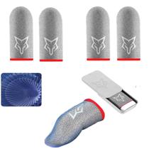 kit 4 Luvas De Dedo Gamer Fibra De Seda V10 2025 e 1 Box Case Aluminio Luvas ProFissionais Gamer Anti Suor SarafoxFlydigiMemo