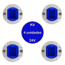 Kit 4 Luz de cortesia redonda em ABS cromado 6 Leds 24V - Azul - RM Náutica