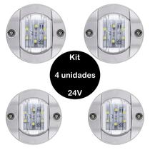 Kit 4 Luz de cortesia redonda em ABS cromado 6 Leds 24V - Branca