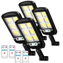 KIT 4 Luz Luminária Solar Com Controle Remoto 300w Leds Fortes Bateria 1500MAH LKY0034