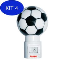 Kit 4 Luz Noturna Avant Bola De Futebol 1W Branco Quente