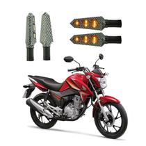 KIT 4 Luz Seta Esportiva Pisca Led de Carbono Modelo P03 Moto Honda CG 160 TITAN SE 2010 2011 2012 2013 2014 2015