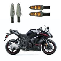KIT 4 Luz Seta Esportiva Pisca Led de Carbono Modelo P03 Moto NINJA 1000 Ano 2004 2005 2006 2007 2008 2009