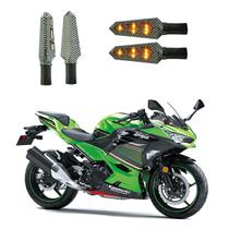 KIT 4 Luz Seta Esportiva Pisca Led de Carbono Modelo P03 Moto NINJA 400CC 45CV 2016 2017 2018 2019 2020 2021