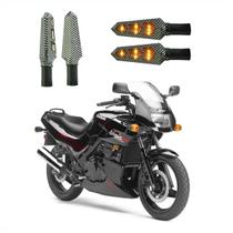 KIT 4 Luz Seta Esportiva Pisca Led de Carbono Modelo P03 Moto NINJA 500R 2004 2005 2006 2007 2008 2009