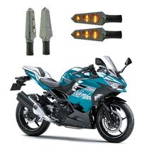 KIT 4 Luz Seta Esportiva Pisca Led de Carbono Modelo P03 Moto NINJA 650R 2004 2005 2006 2007 2008 2009