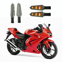KIT 4 Luz Seta Esportiva Pisca Led de Carbono Modelo P03 Moto NINJA EX 250J 2016 2017 2018 2019 2020 2021