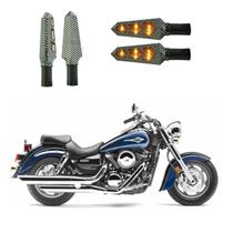 KIT 4 Luz Seta Esportiva Pisca Led de Carbono Modelo P03 Moto VULCAN 1600 Ano 2016 2017 2018 2019 2020 2021