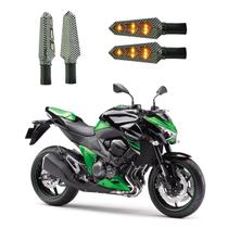 KIT 4 Luz Seta Esportiva Pisca Led de Carbono Modelo P03 Moto Z 800 Ano 2004 2005 2006 2007 2008 2009