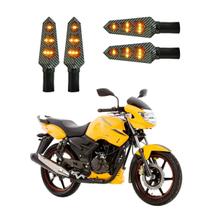 KIT 4 Luz Seta Esportiva Universal Pisca Led de Carbono Modelo P03C Moto DAFRA APACHE 150 2010 2011 2012 2013 2014 2015