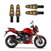 KIT 4 Luz Seta Esportiva Universal Pisca Led de Carbono Modelo P03C Moto DAFRA APACHE RTR 200CC 2019 2020 2021