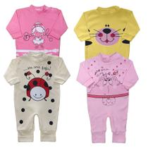 Kit 4 Macacão Bebê Suedine Taylor Estampado Menino e Menina Kit 4 Macacão Bebê Suedine Taylor Estampado Menino e Menina