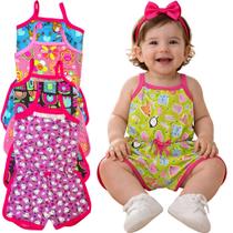 kit 4 macacão infantil menina estampado tecido leve primavera verão macaquinho bebe kit 4 macacão infantil menina estampado tecido leve primavera verão macaquinho bebe