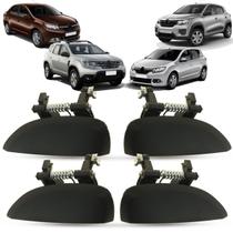 Kit 4 Maçaneta Externa da Porta Dianteira Traseira Renault Sandero Logan 2014 a 2020 Kwid 2016 a 2024 Duster 2019 a 2024