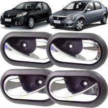 Kit 4 Maçaneta Interna Cromada Traseira Sandero Logan Duster Kit 4 Maçaneta Interna Cromada Traseira Sandero Logan Duster