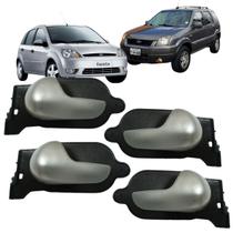 Kit 4 Maçanetas Internas Ford Fiesta 2003 a 2016 EcoSport 2004 a 2012 Cor Prata