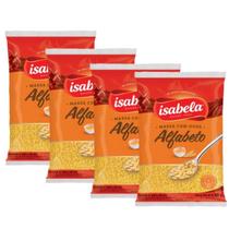 Kit 4 Macarrão Isabela Alfabeto Animado com Ovos 500g