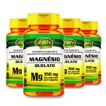 KIT 4 MAGNÉSIO QUELATO BISGLICINATO 60 Cápsulas 350mg UNILIFE