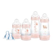 Kit 4 Mamadeiras + 2 Bicos Extras Easy Start Rosa - MAM Kit 4 Mamadeiras + 2 Bicos Extras Easy Start Rosa - MAM