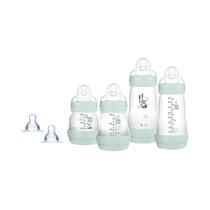 Kit 4 Mamadeiras+2 Bicos Silicone Macio Easy Start Azul-mam