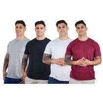 Kit 4 Manga Curta Confortável Camisetas Básicas Masculinas 100% Malha Algodão Premium TRV