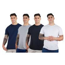 Kit 4 Manga Curta Confortável Camisetas Básicas Masculinas 100% Malha Algodão Premium TRV