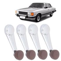 Kit 4 Manivelas vidro Opala 1980-1987 Cromada Marrom (metal)