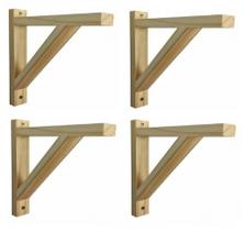 Kit 4 Mão Francesa de Madeira Pinus + Buchas e Parafusos 15x15