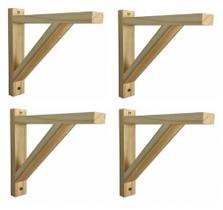 Kit 4 Mão Francesa de Madeira Pinus + Buchas e Parafusos 20x20