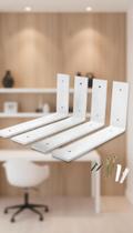 Kit 4 Mão Francesa Invertida 25cm Aço Branco p/ Prateleira