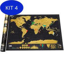 Kit 4 Mapa Mundi De Raspar - Novo Século