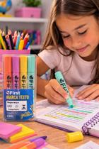 Kit 4 Marca Texto Glitter Escolar Canetas Coloridas Escolar