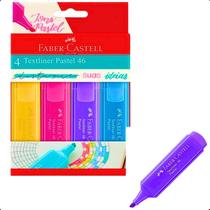 Kit 4 Marca texto mini cores pastel pincel caneta faber-castell material