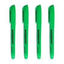 Kit 4 Marca Texto Verde Neon Masterprint Secagem Rápida Ponta Chanfrada
