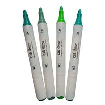 Kit 4 Marcador Criativo Flow Tons de Verde - Ponta Dupla