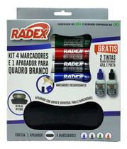 Kit 4 Marcadores P/ Quadro Branco + 1 Apagador + 2 Tintas