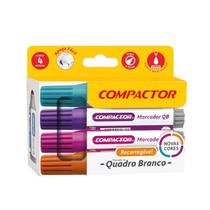Kit 4 Marcadores Quadro Branco Compactor Recarregável