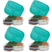 Kit 4 Marmitas 3 em 1 25x19x4Cm Com Divisórias e Tampa 182 Ercaplast