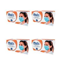 Kit 4 Mascaras Descartável Com Elástico Azul C/50 - Medix