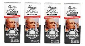 Kit 4 Massa Modelar BRANCA (Tipo Clay) Plastilina 2kg - CORFIX