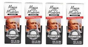 Kit 4 Massa Modelar BRANCA (Tipo Clay) Plastilina 2kg - CORFIX