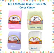 Kit 4 Massas De Biscuit Jl Artesanato 1 Kg Cores Candy