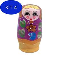 Kit 4 Matriosca Boneca Russa 12 Cm Lilás