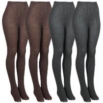 Kit 4 Meia Calça Fusô Feminina Pézinho De Lã Tricot Inverno